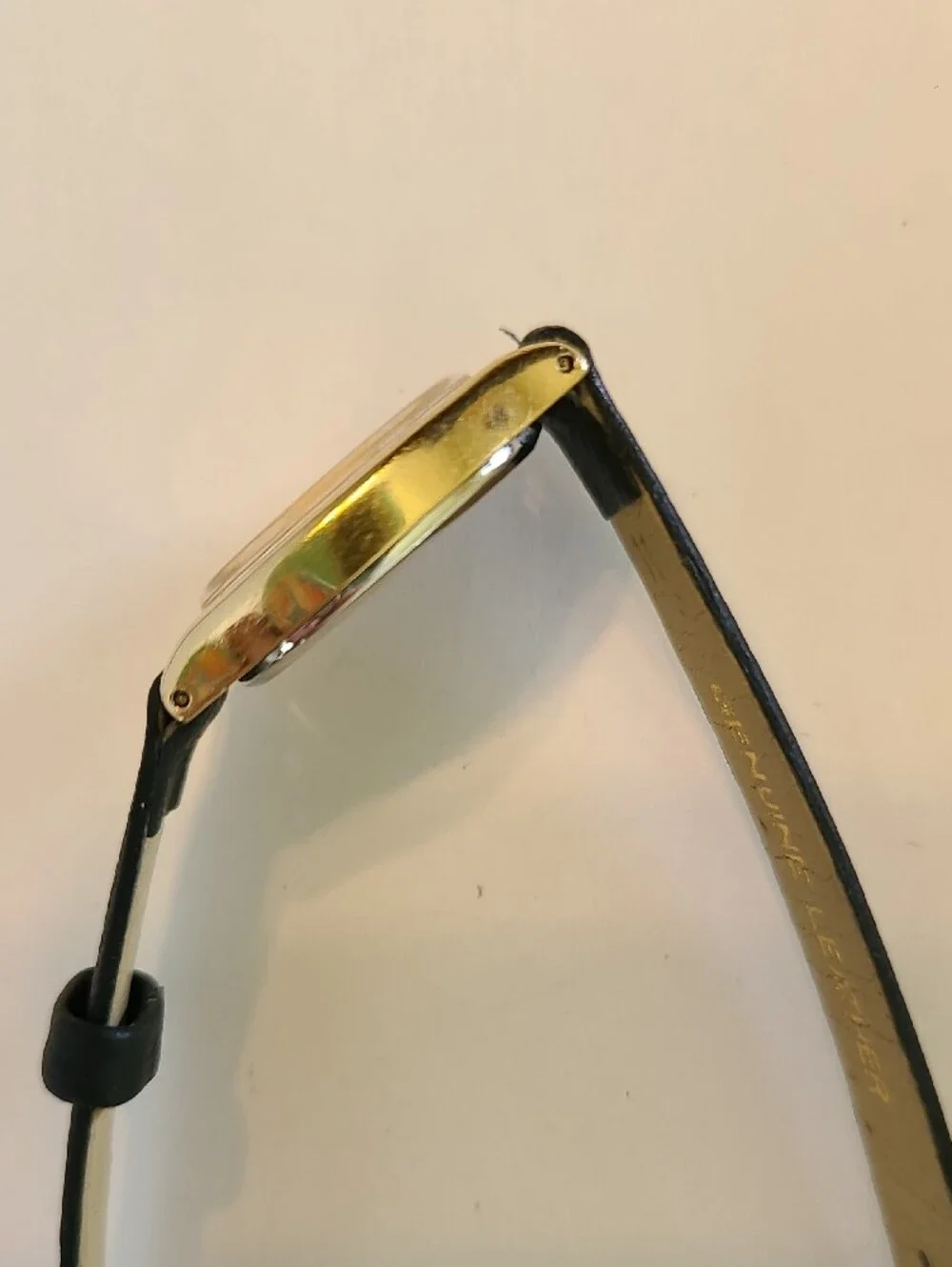 Seiko Gold-Tone Dial Watch with Black Strap